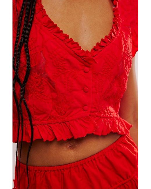 Free People Red All The Ways Top