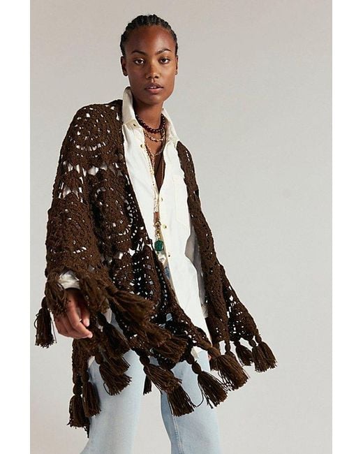 Free People Brown Sunny Day Crochet Shawl