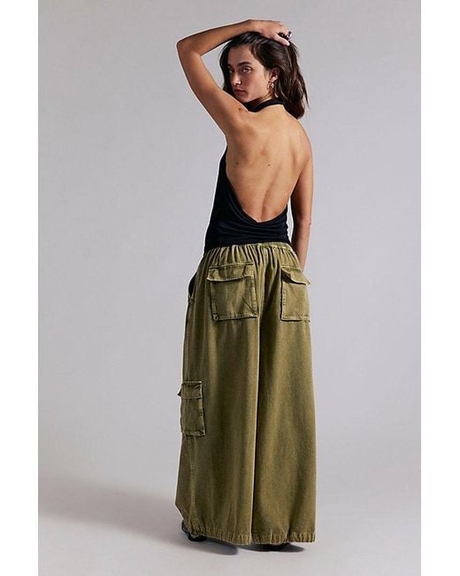 Free People Green Bobbi Pull-On Cargo Trousers