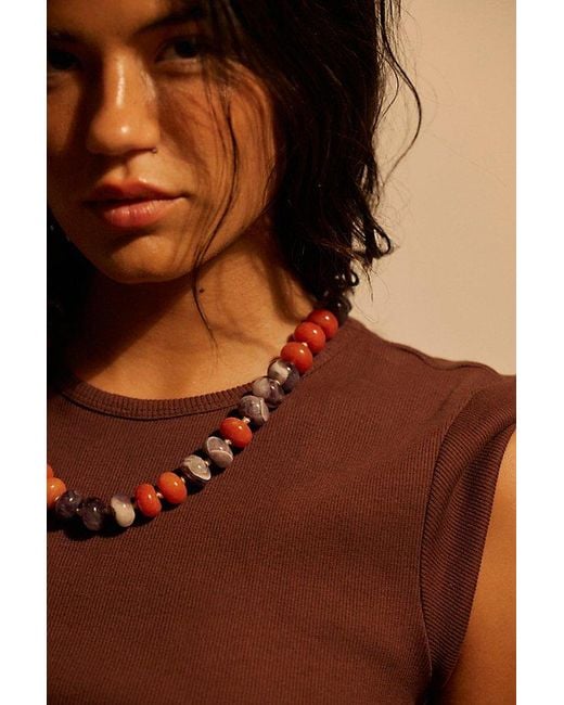 Free People Brown Sabina Semiprecious Stone Choker