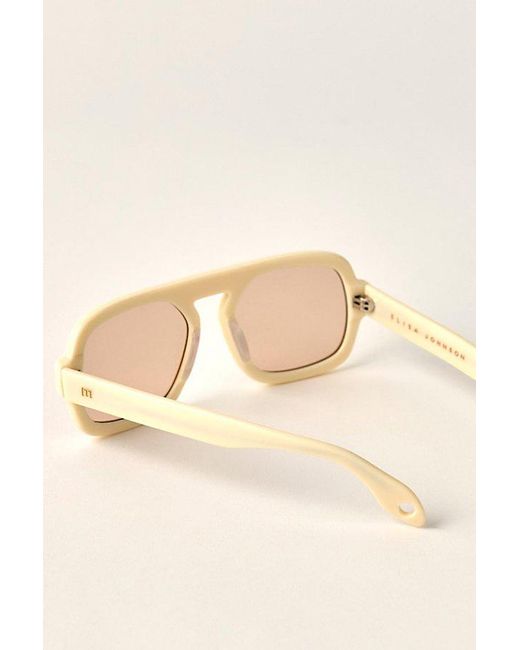 Elisa Johnson White Jane Aviator Sunglasses