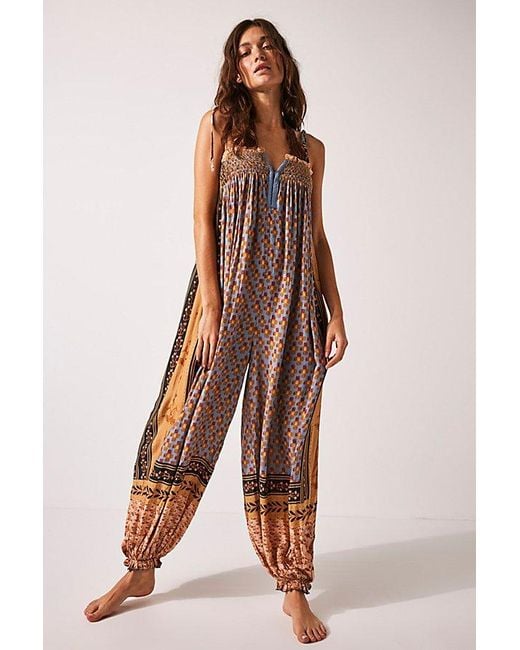 Free People Rule The World Maxi Romper in Natural