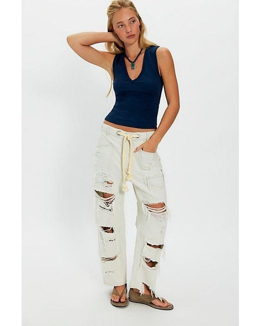 Free People Blue Neria V-Neck Tank Top