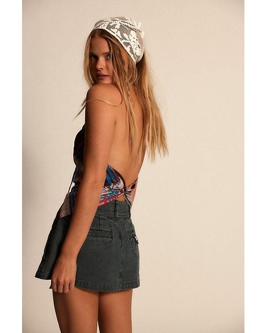 Free People Brown Start The Party Madras Halter Top