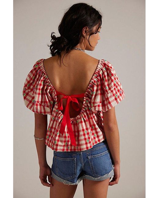 Free People Red Picnic Breeze Top