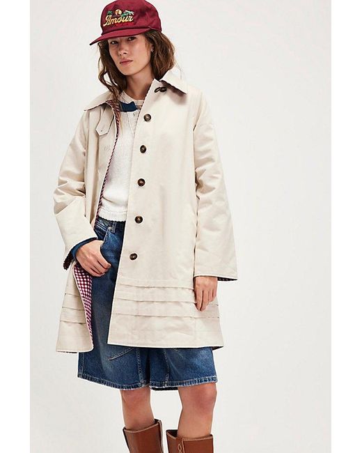 Damson Madder White Mercedes Bow Reversible Trench Coat Jacket