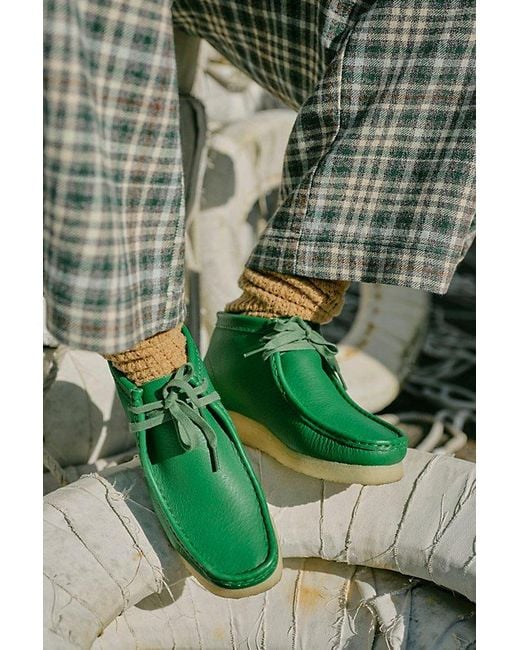 Clarks Wallabee Boots At Free People In Cactus Green Leather  display picture 3