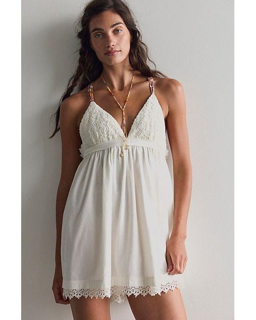 Free People White Music Box Babydoll Mini Dress