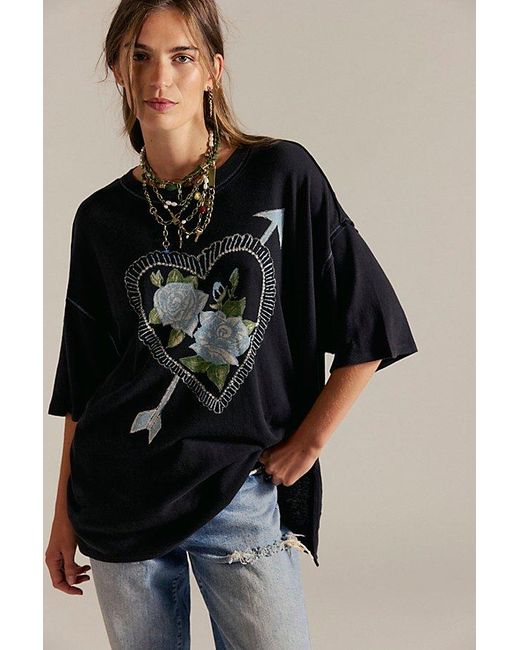 Free People Blue Love Rose Tee