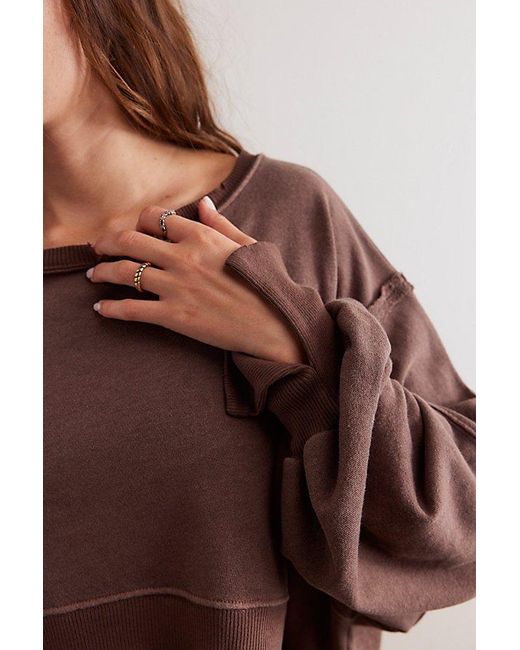 Free People Brown We The Free Camden Cropped Sweatshirt