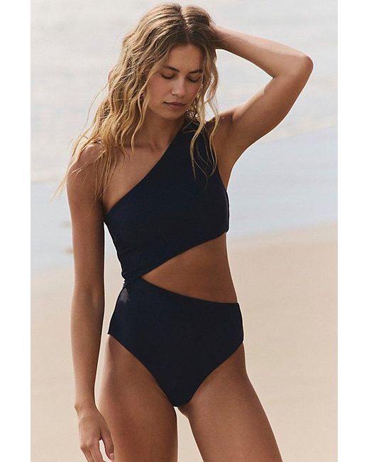 Beach Riot Brown Celine Ribbed One-Piece Swimsuit