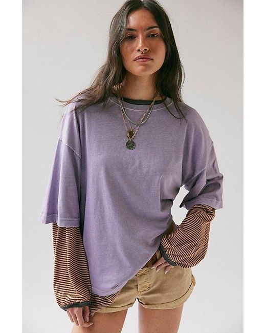 Free People Purple Perfect Oversized Tee