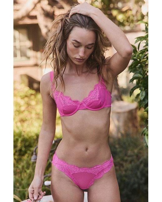 Intimately By Free People Red Fiona Mesh Demi Underwire Bra By