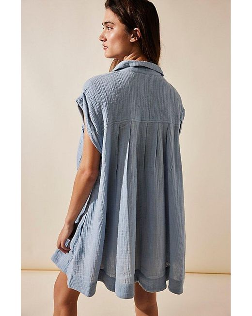 free-est Blue Not So Basic Shirtdress Tunic
