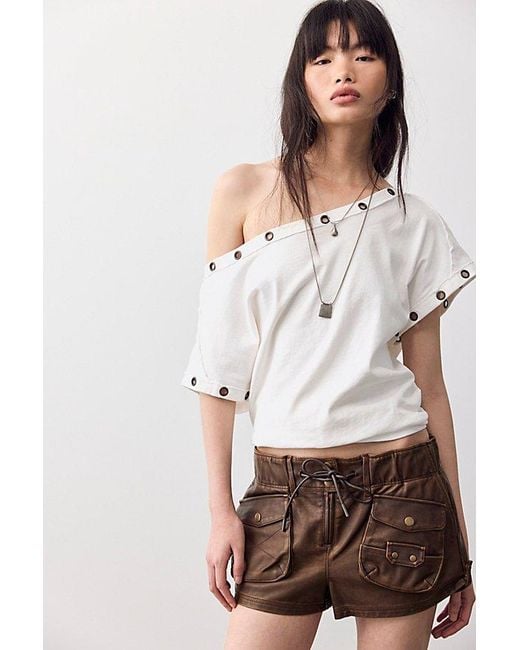 Free People White Waimea Vegan Slouchy Shorts