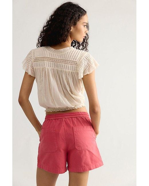 DONNI. Red Chino Drawstring Shorts