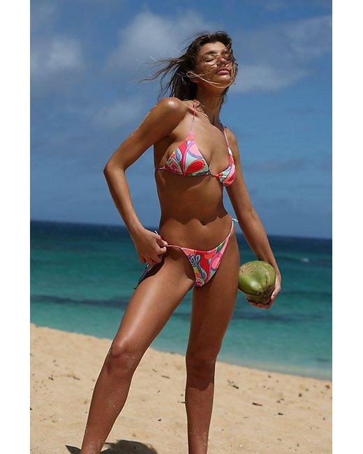 Beach Riot Blue Fleur Tie-Side Bikini Bottoms