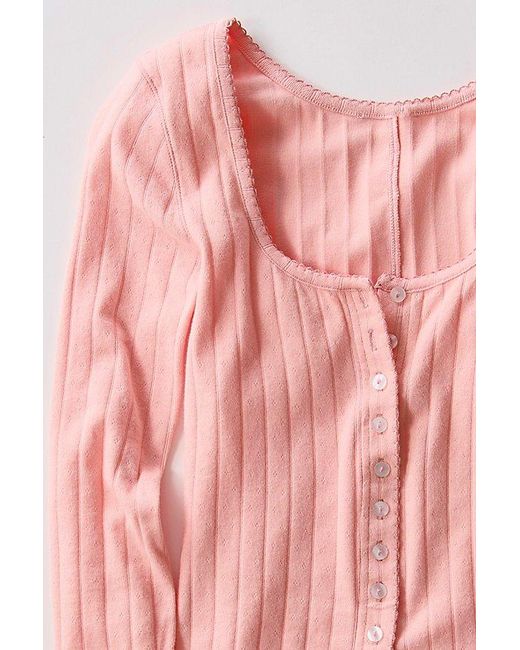 Intimately By Free People Pink End Game Pointelle Long Sleeve