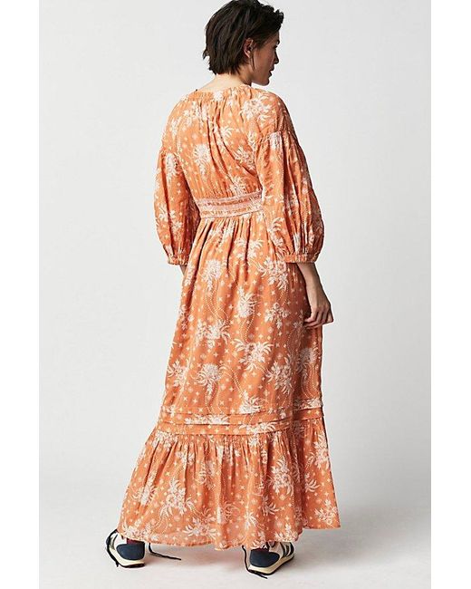 Free People Orange Golden Hour Maxi Dress At In Coral Sands Combo, Size: Xs