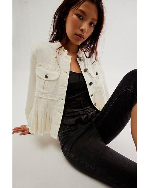 Free People Natural Cassidy Jacket At In Ivory, Size: Xs