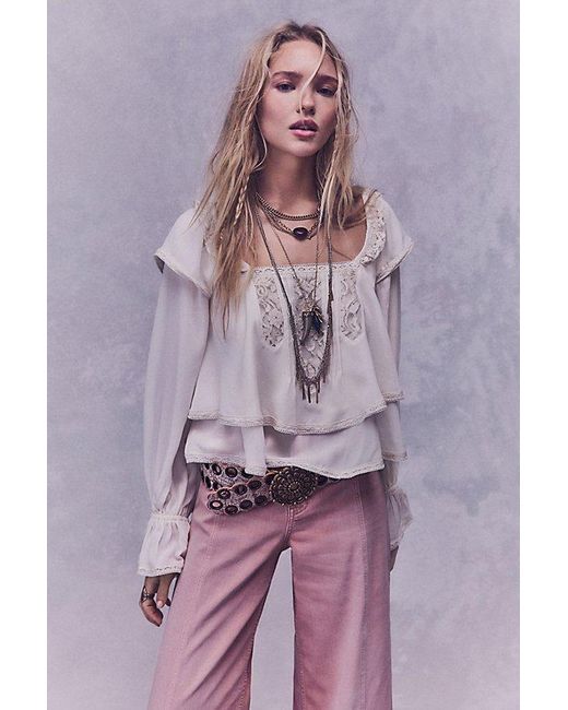 Free People Purple Francie Silky Blouse