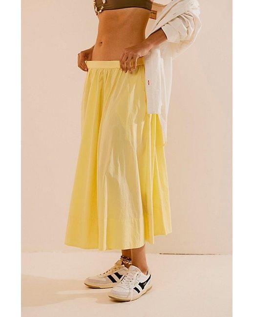 Free People Yellow Lowen Midi Skirt