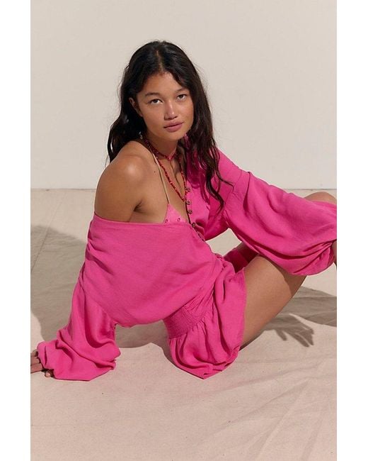 free-est Pink Carson Drop-Waist Romper By