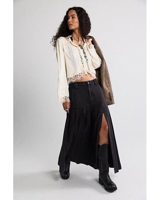 Free People Black 53Rd Street Chino Maxi Skirt