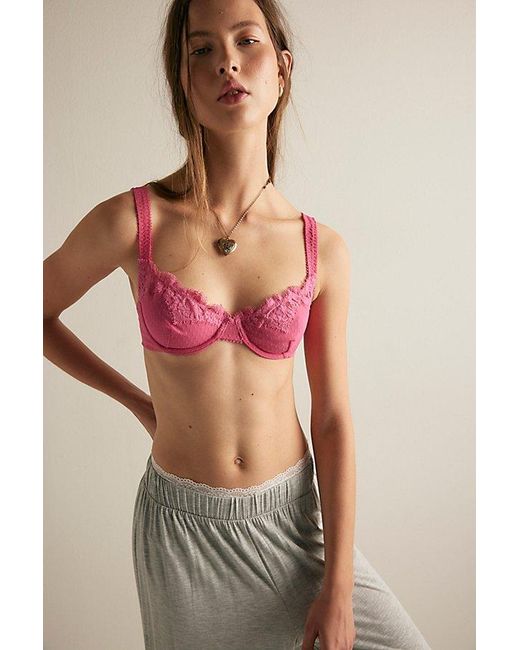 Intimately By Free People Red Fiona Mesh Demi Underwire Bra By