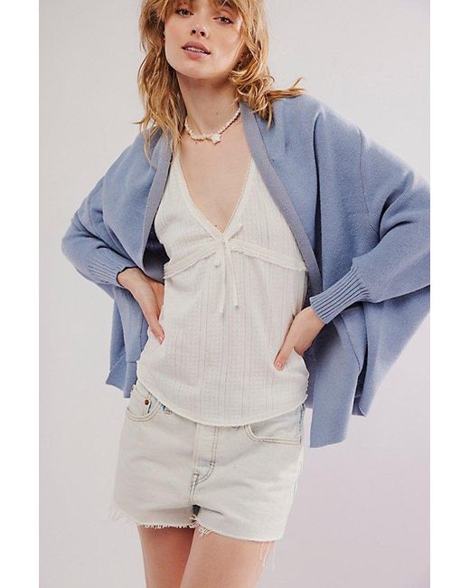 Free People Blue Everyday Cocoon Poncho Jacket