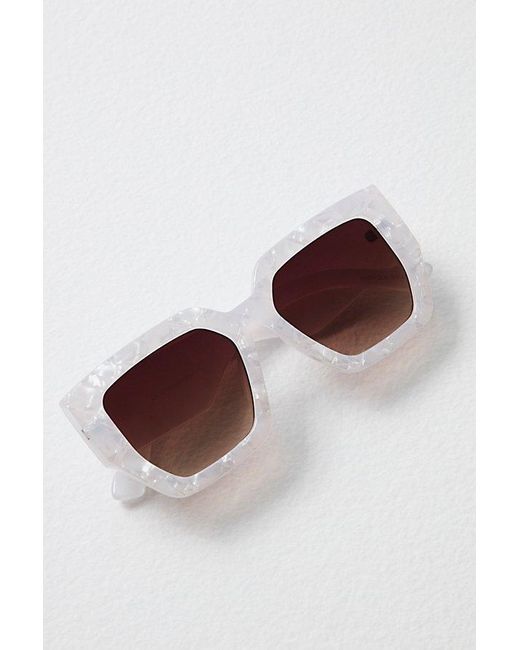 Free People Brown Bel Air Square Sunglasses At In Mother Of Pearl