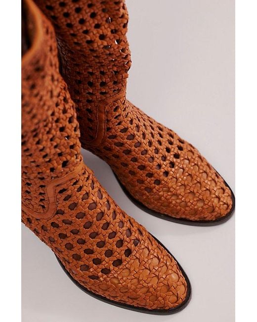 Free People Brown Woodstock Woven Boots