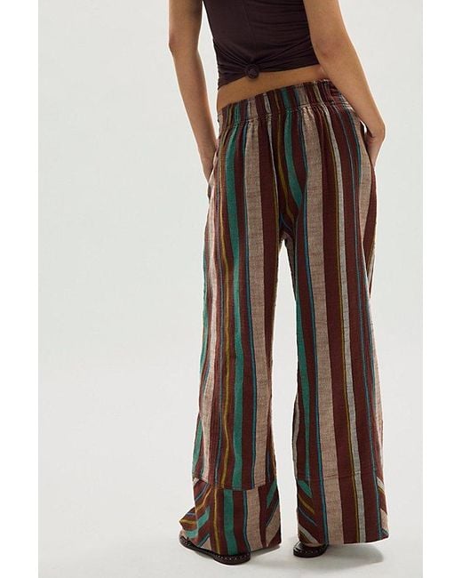 Free People Multicolor Day's End Linen Striped Pull-On Pants