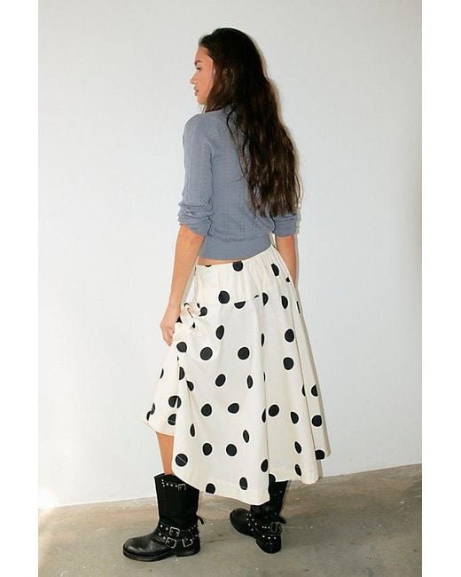Free People White Betty Drop-Waist Midi Skirt