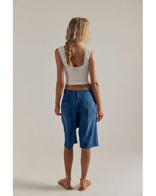 Free People Blue Sage Denim Harem Shorts