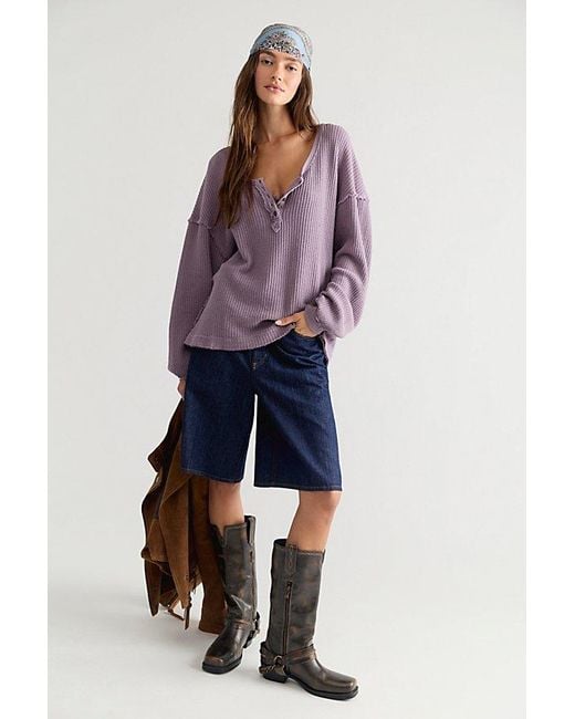 Free People Purple Montreal Oversized Thermal Henley