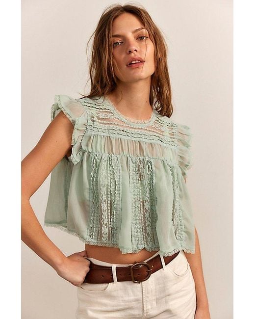 Free People Green Sun Drenched Blouse