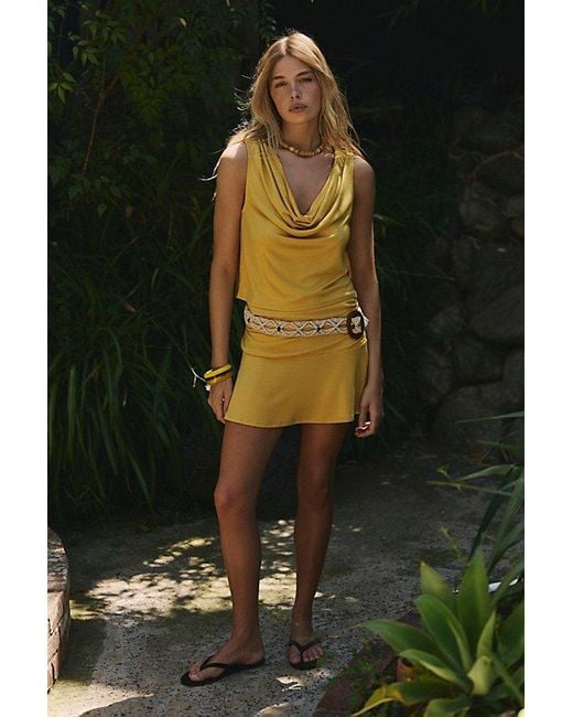 free-est Yellow Good Feels Mini Skirt Set By