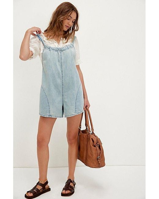 Free People Blue We The Free Freebird Shortalls