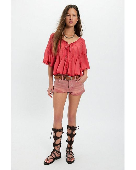 Free People Red Michelle Blouse