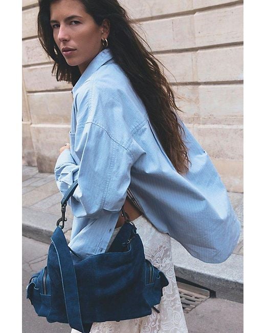 Free People Blue Lexi Striped Button Down Shirt