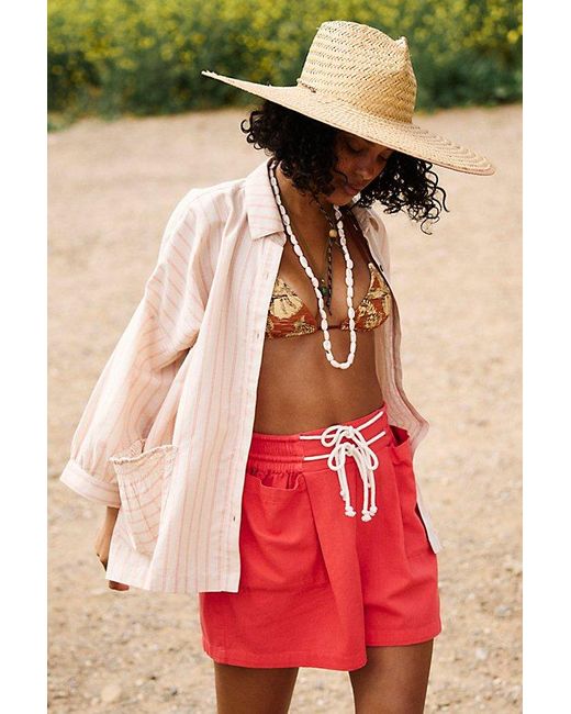 Free People Red Flores Shorts