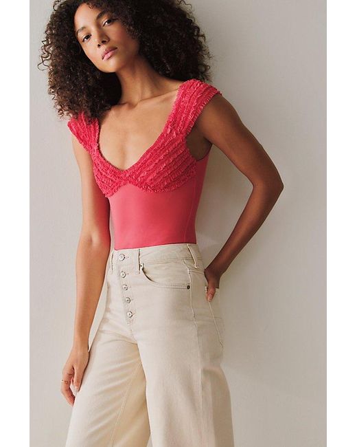 Intimately By Free People Red Party Favor Bodysuit By