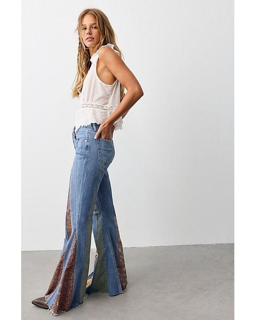 Free People Blue We The Free Starstruck Relaxed Flares
