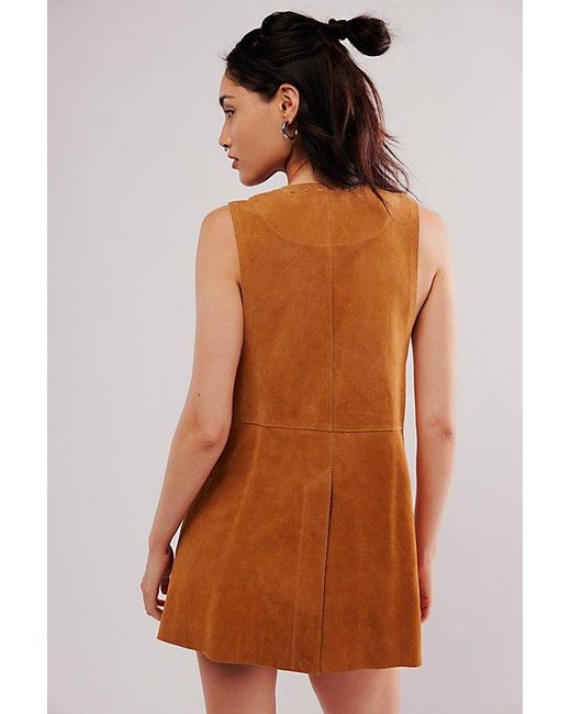 Free People Brown Low Rider Suede Waistcoat Jacket