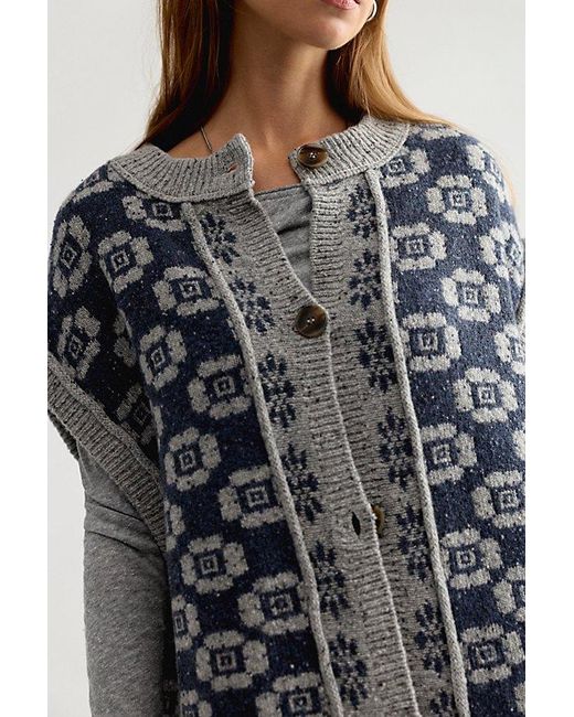 Free People Multicolor Patch And Peach Wool Vest Jacket
