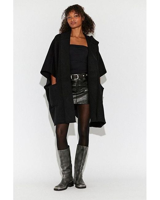 Free People Black All I Need Cozy Hooded Duster Top