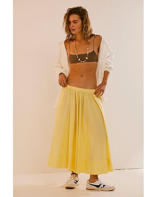 Free People Yellow Lowen Midi Skirt