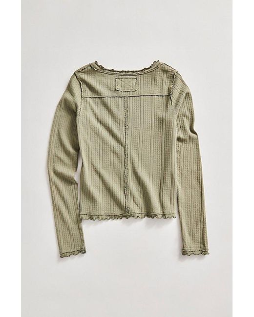 Free People Green Penny Pointelle Cardi
