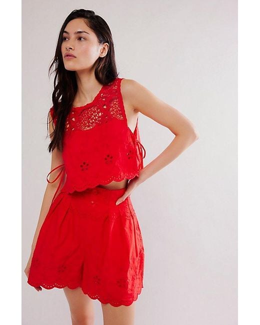 Free People Red How Sweet Short Co-ord